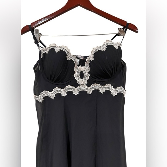 Linea Donatella Slip Dress Vintage Black & White Whimsygoth Fairycore 90s Y2K L - Picture 2 of 6